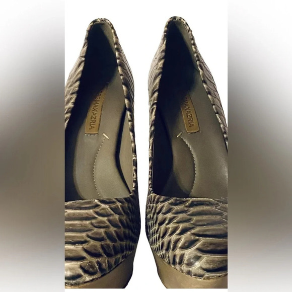 BCBG Grey Python Leather Orange platform Heels Pumps  Sz 9 - Picture 2 of 4